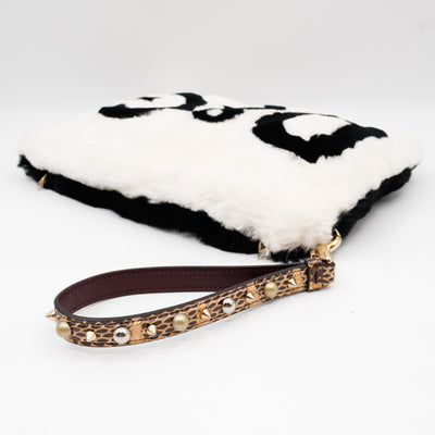 Cleo Clutch Black White Fur
