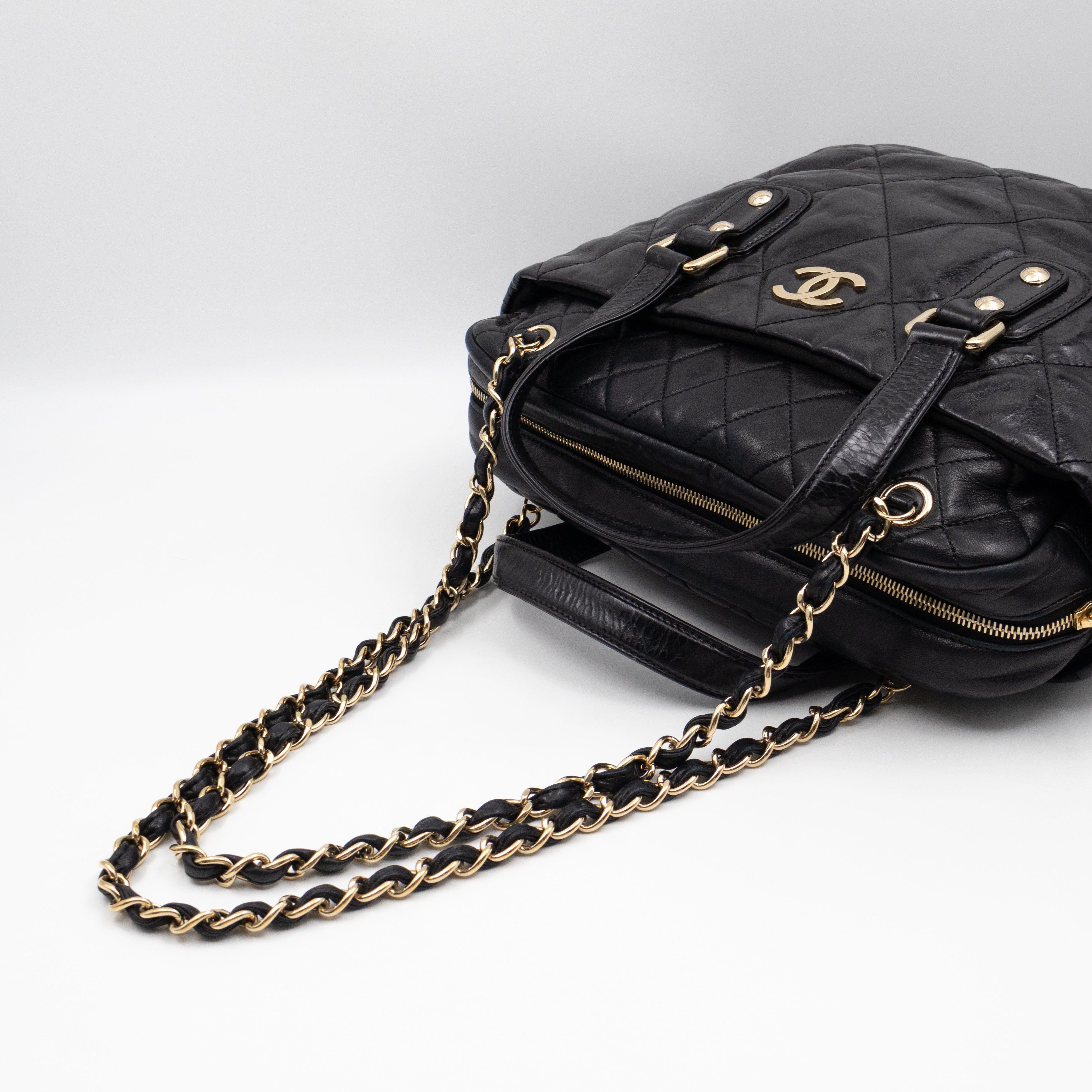 Portobello Tote Glazed Black Leather