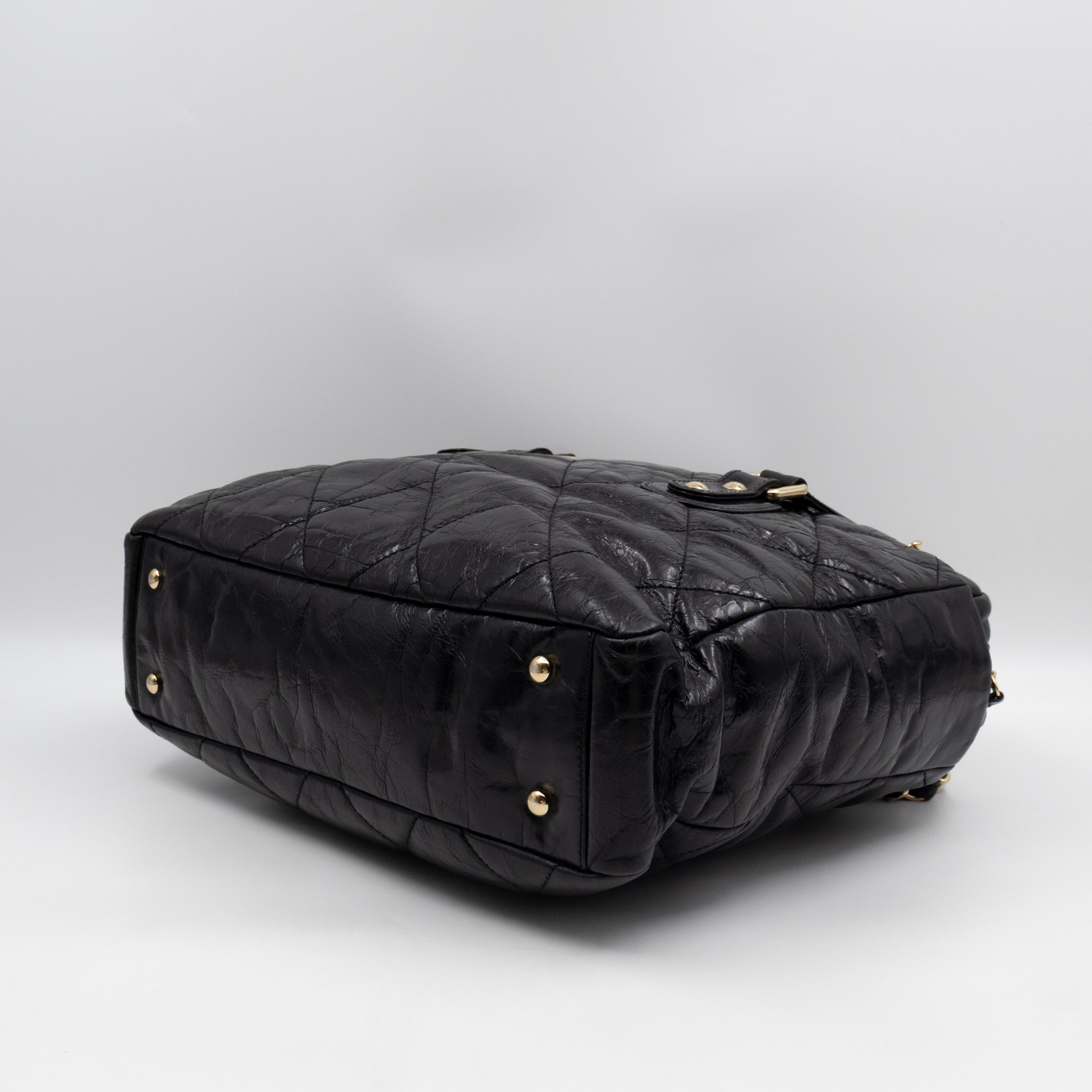 Portobello Tote Glazed Black Leather
