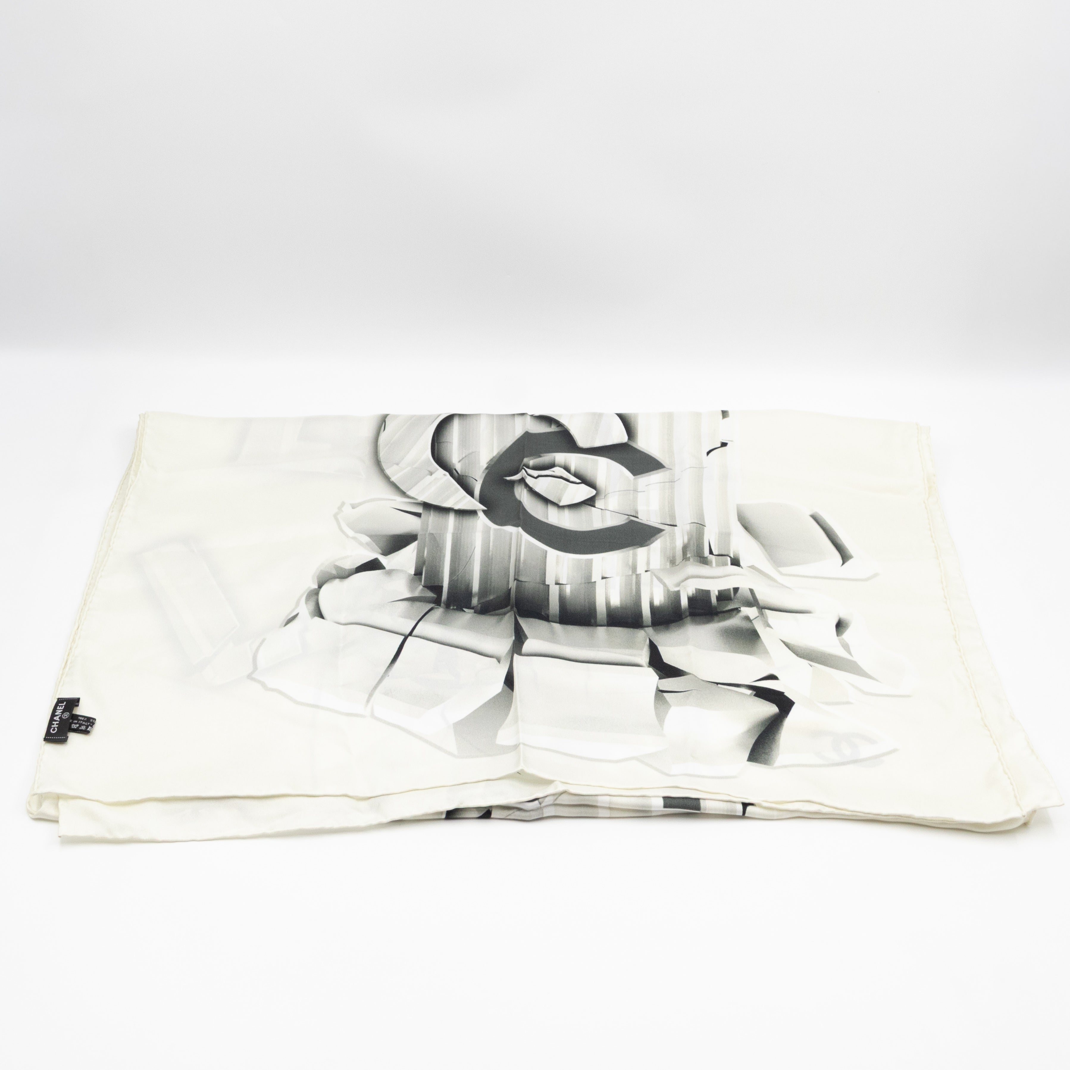 Column Pillar White Silk Scarf