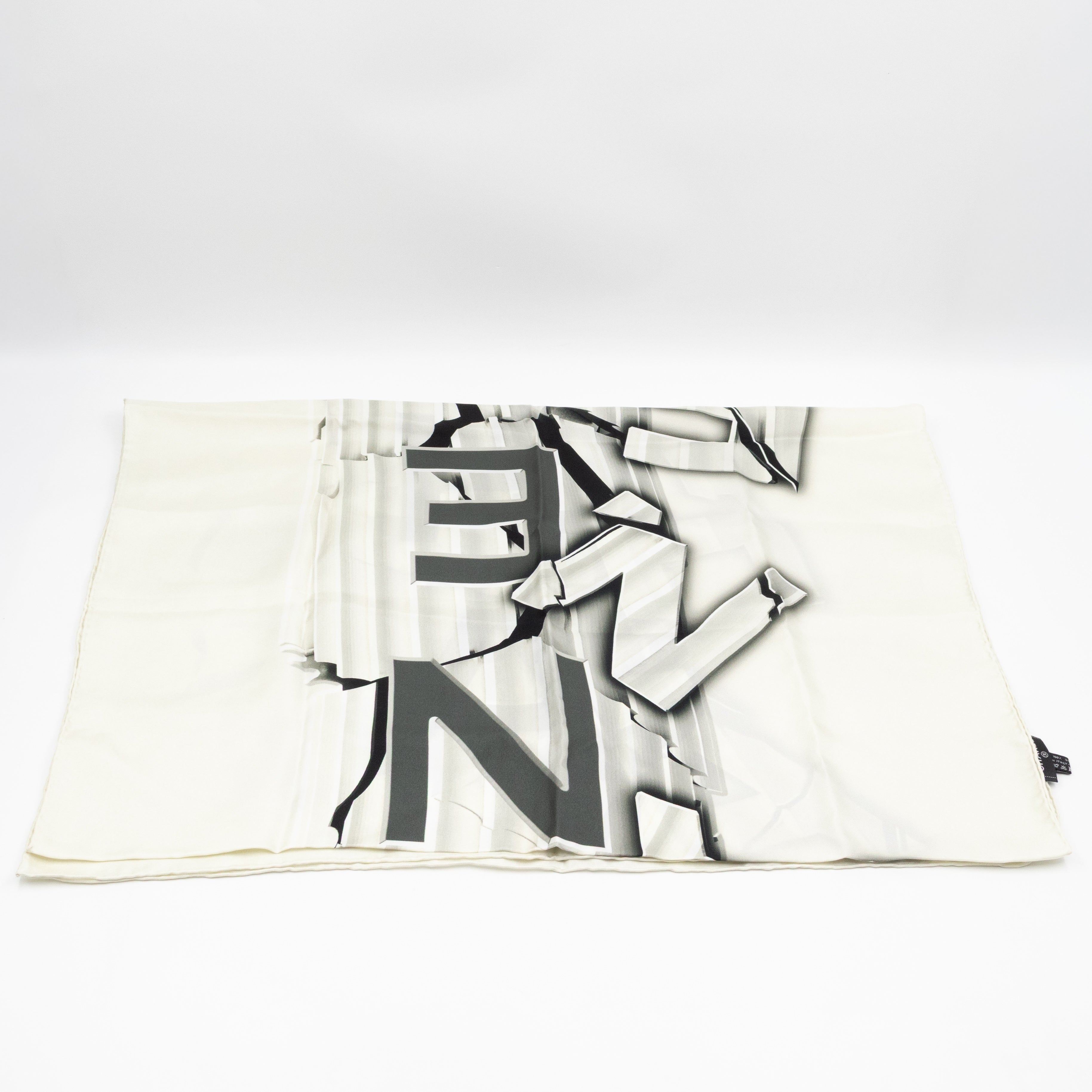 Column Pillar White Silk Scarf