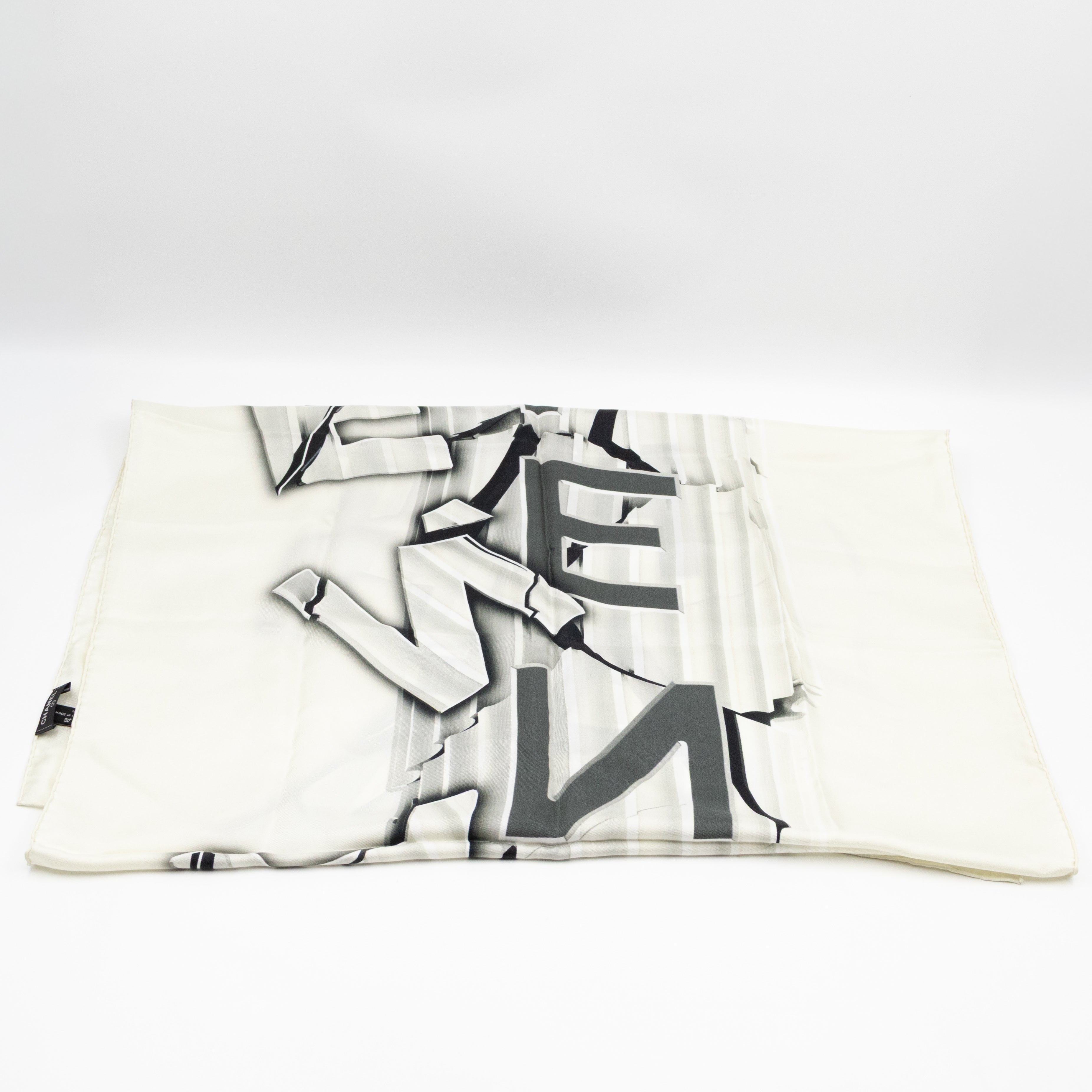 Column Pillar White Silk Scarf