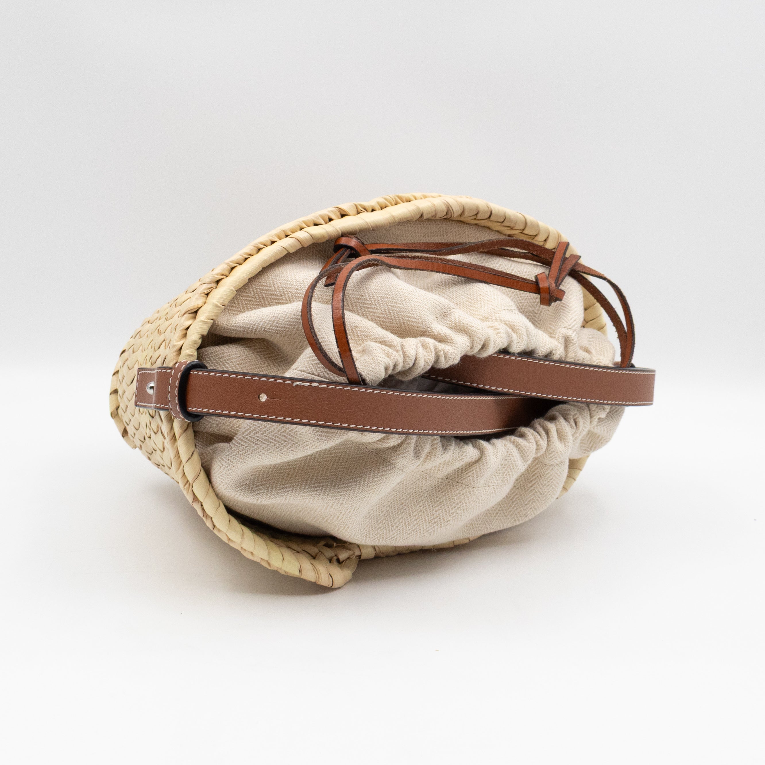 Mini Drawstring Bucket Bag Brown Calfskin Leather