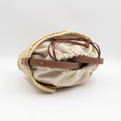 Mini Drawstring Bucket Bag Brown Calfskin Leather