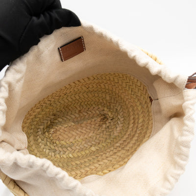 Mini Drawstring Bucket Bag Brown Calfskin Leather