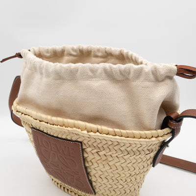 Mini Drawstring Bucket Bag Brown Calfskin Leather