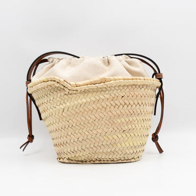Mini Drawstring Bucket Bag Brown Calfskin Leather