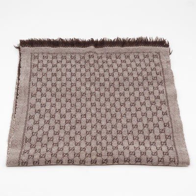 GG Wool Jacquard Scarf Brown