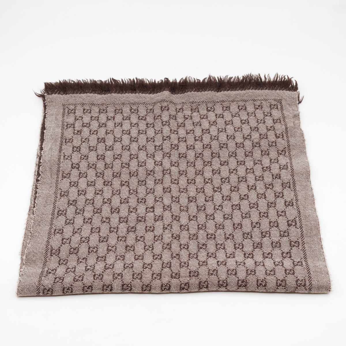 GG Wool Jacquard Scarf Brown