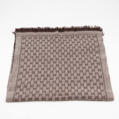 GG Wool Jacquard Scarf Brown