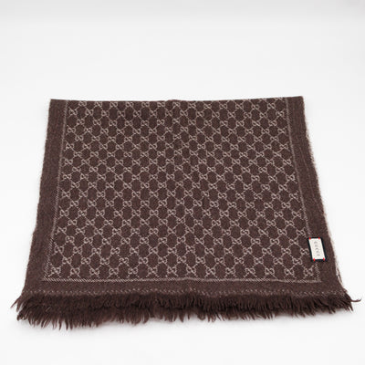 GG Wool Jacquard Scarf Brown