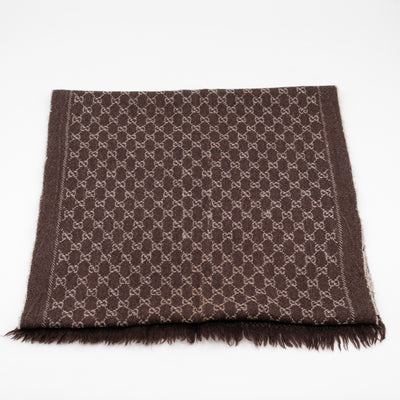 GG Wool Jacquard Scarf Brown