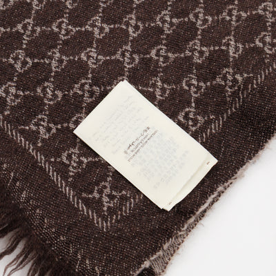 GG Wool Jacquard Scarf Brown