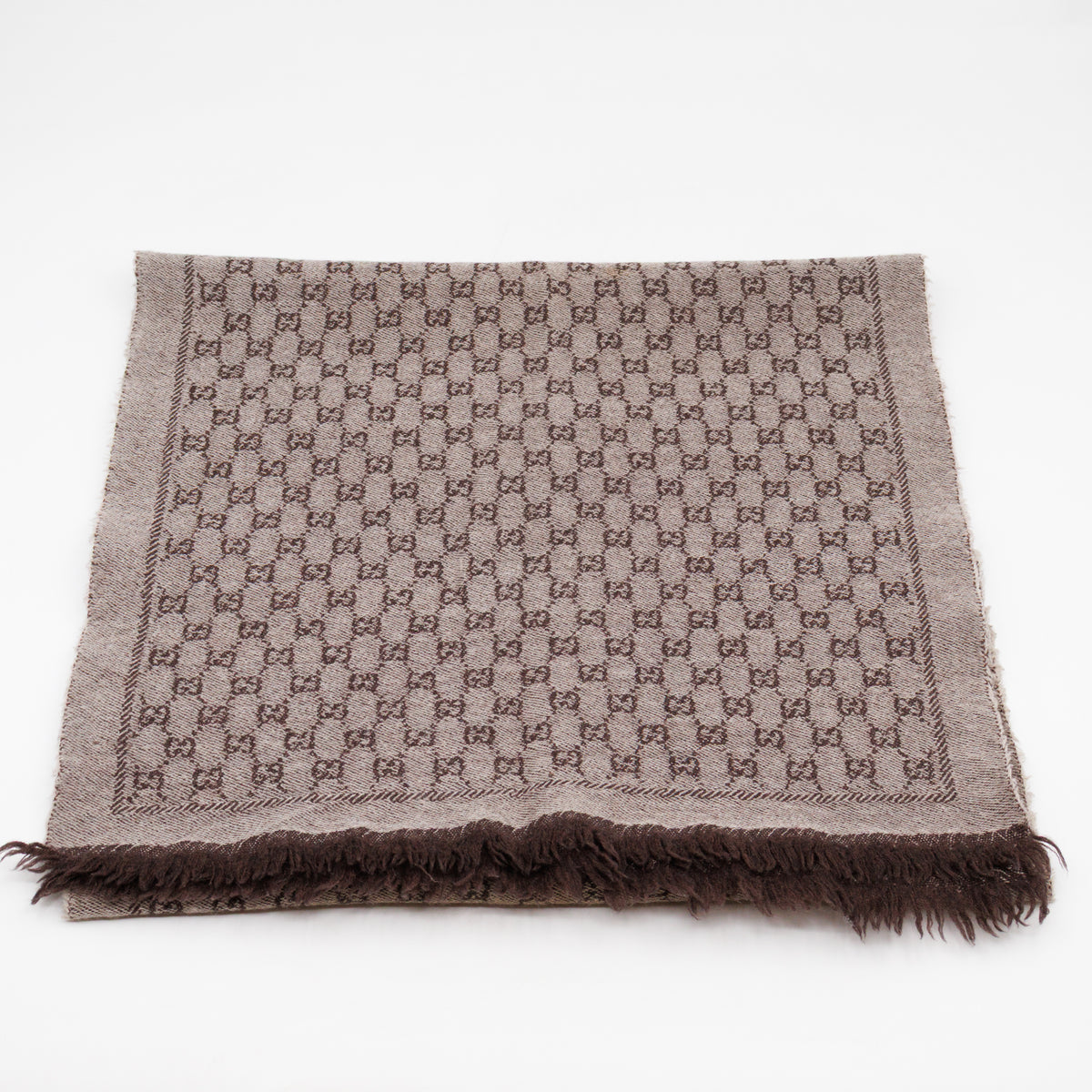 GG Wool Jacquard Scarf Brown