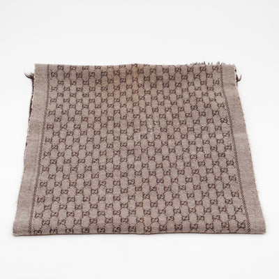 GG Wool Jacquard Scarf Brown