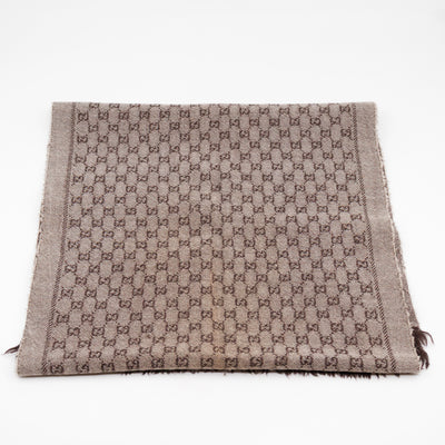 GG Wool Jacquard Scarf Brown