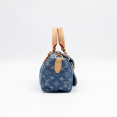 Nano Speedy Blue Denim Monogram