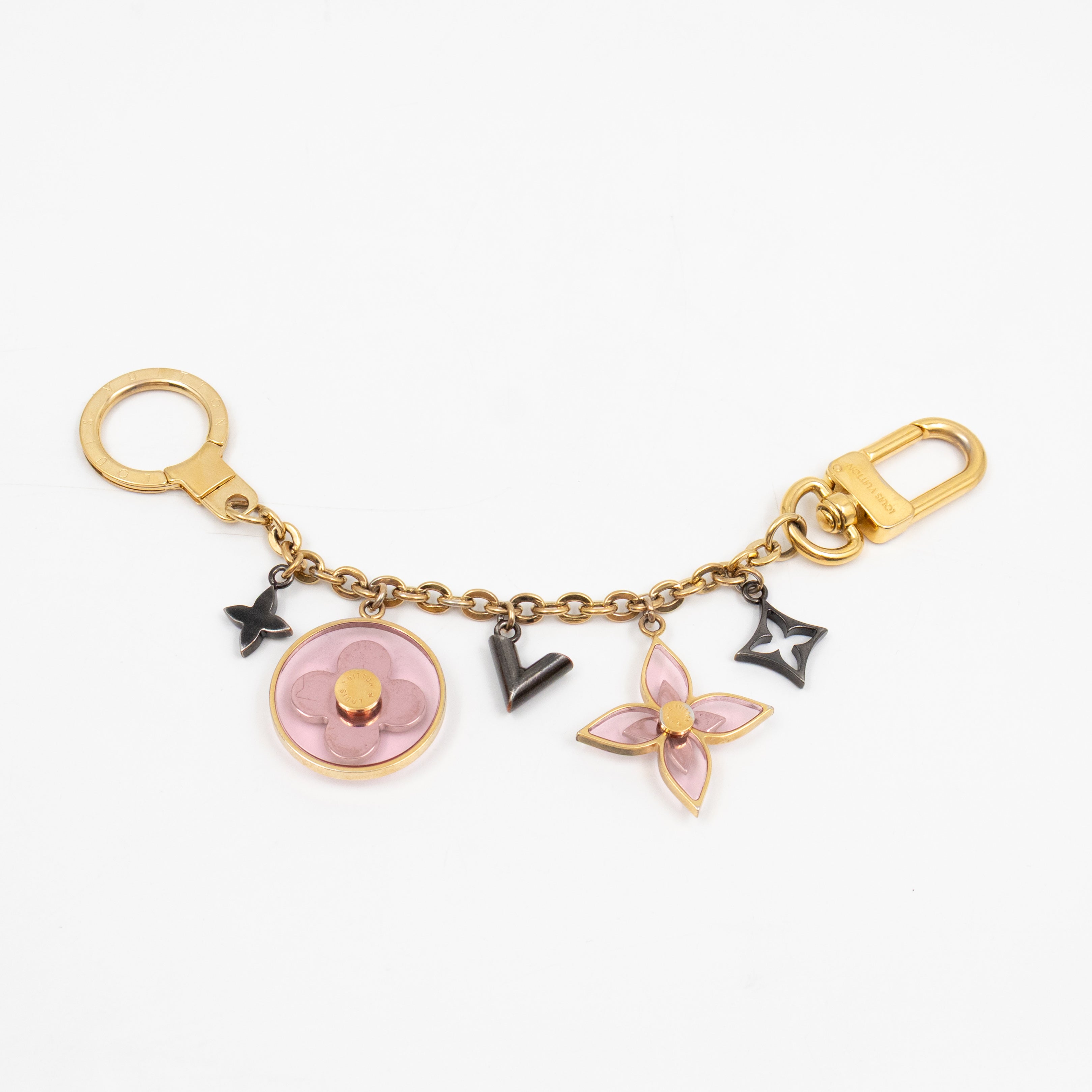 Blooming Flowers Bag Charm & Key Holder Gold