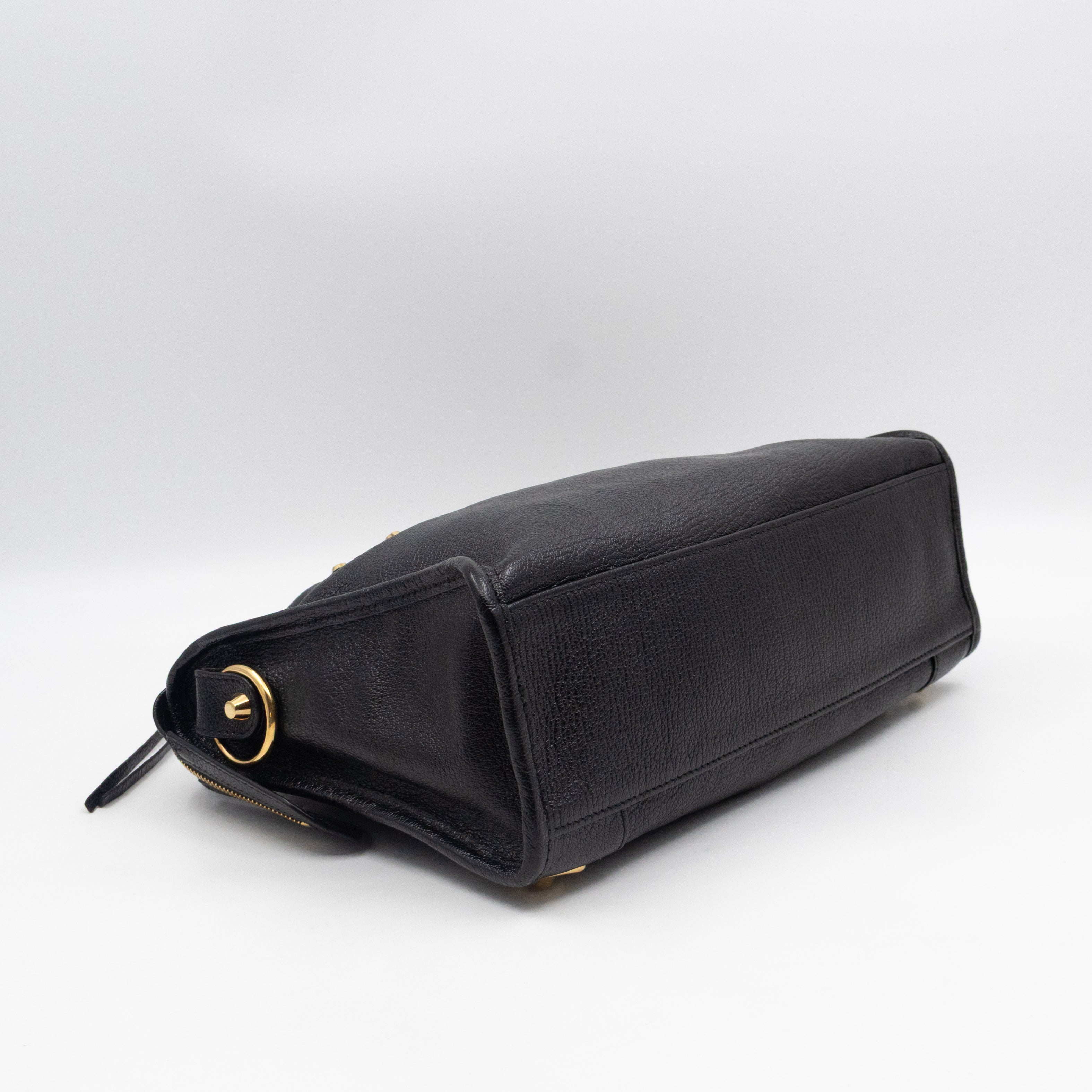 Classic City S Metallic Edge Black Shiny Goatskin Leather