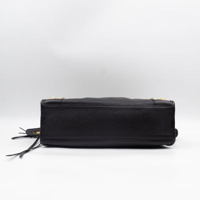 Classic City S Metallic Edge Black Shiny Goatskin Leather