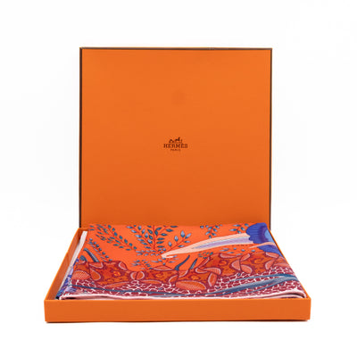 Silk Scarf 90 Flowers of South Africa Orange