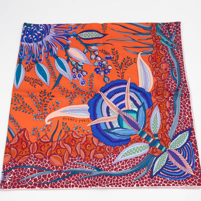 Silk Scarf 90 Flowers of South Africa Orange