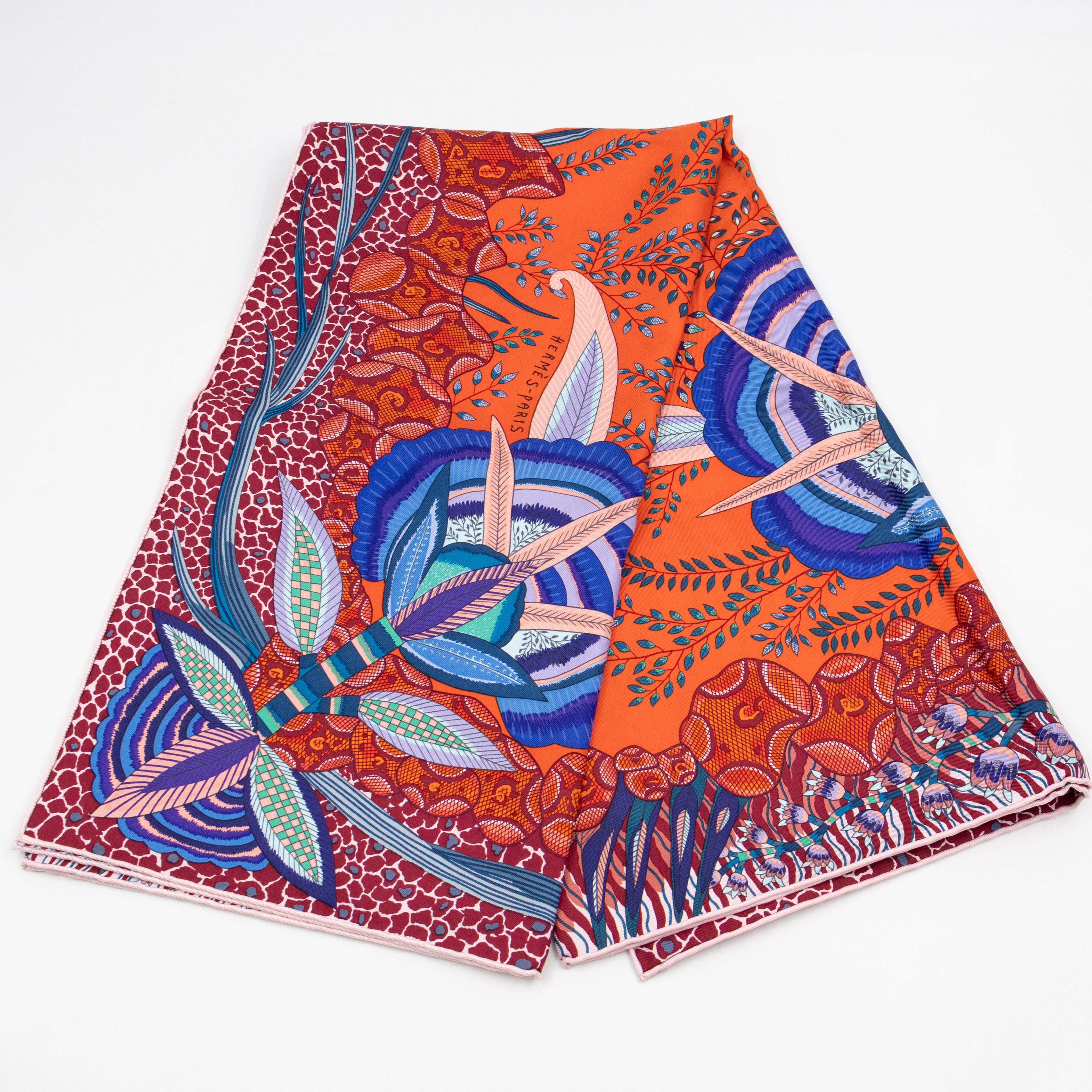 Silk Scarf 90 Flowers of South Africa Orange