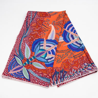 Silk Scarf 90 Flowers of South Africa Orange