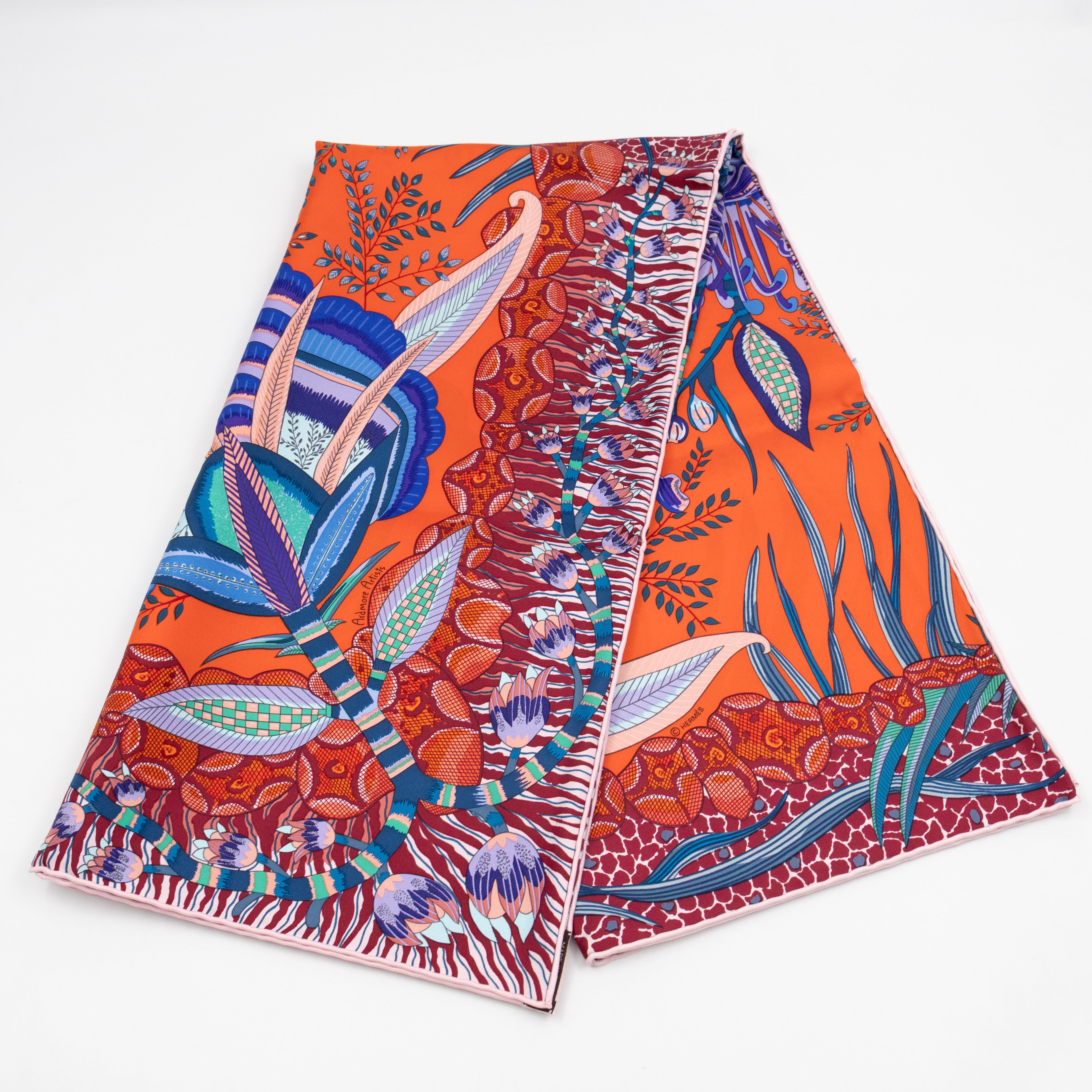 Silk Scarf 90 Flowers of South Africa Orange