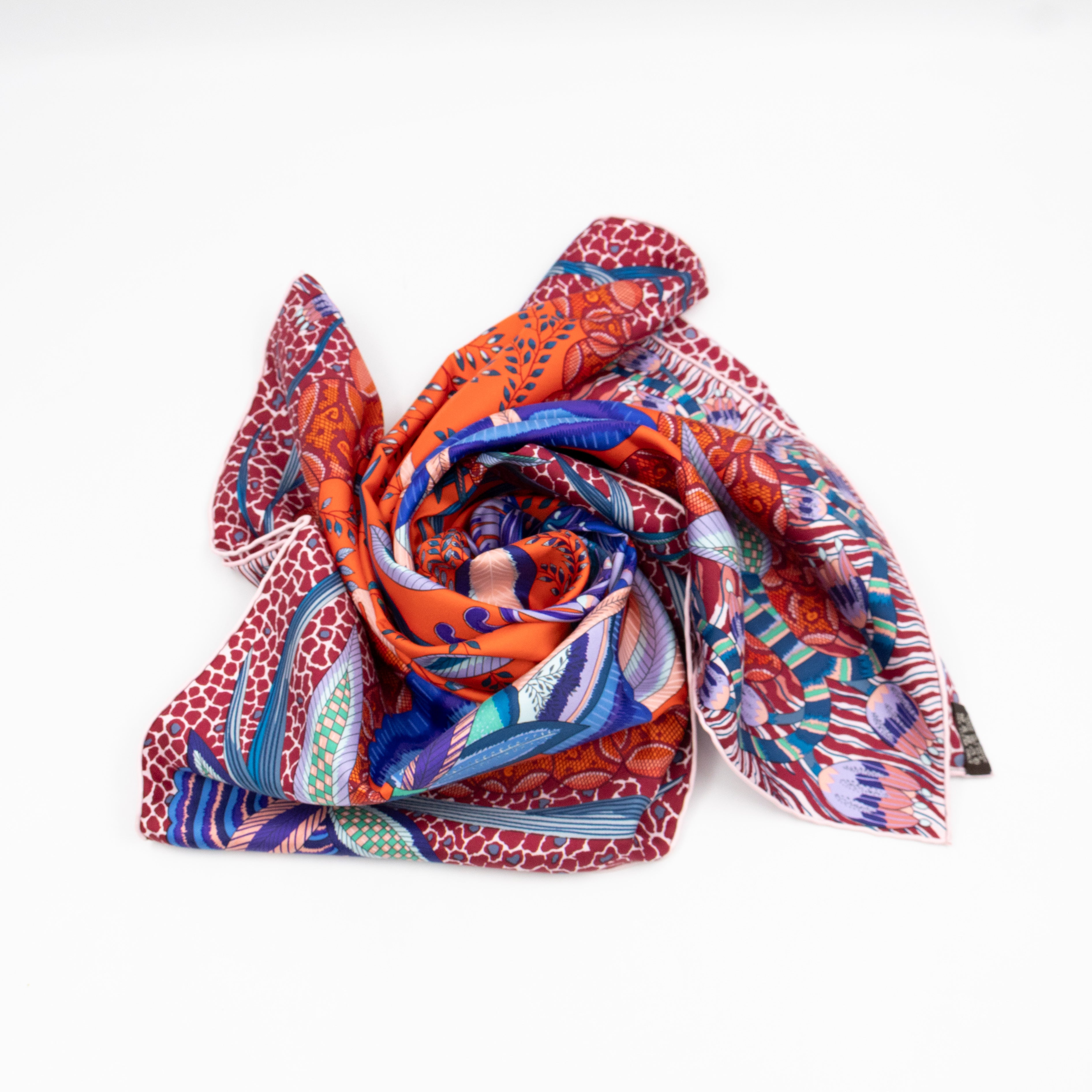 Silk Scarf 90 Flowers of South Africa Orange