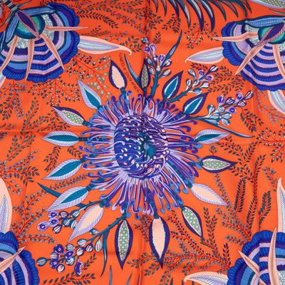 Silk Scarf 90 Flowers of South Africa Orange