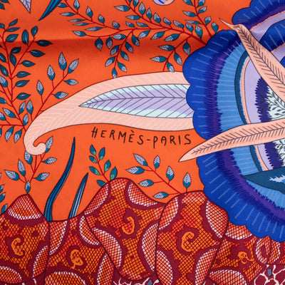 Silk Scarf 90 Flowers of South Africa Orange