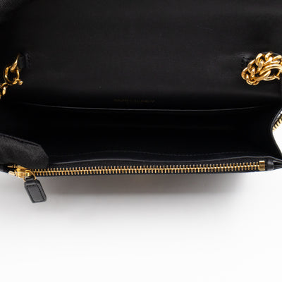 Kate Tassel Chain Wallet Black Smooth Leather Gold