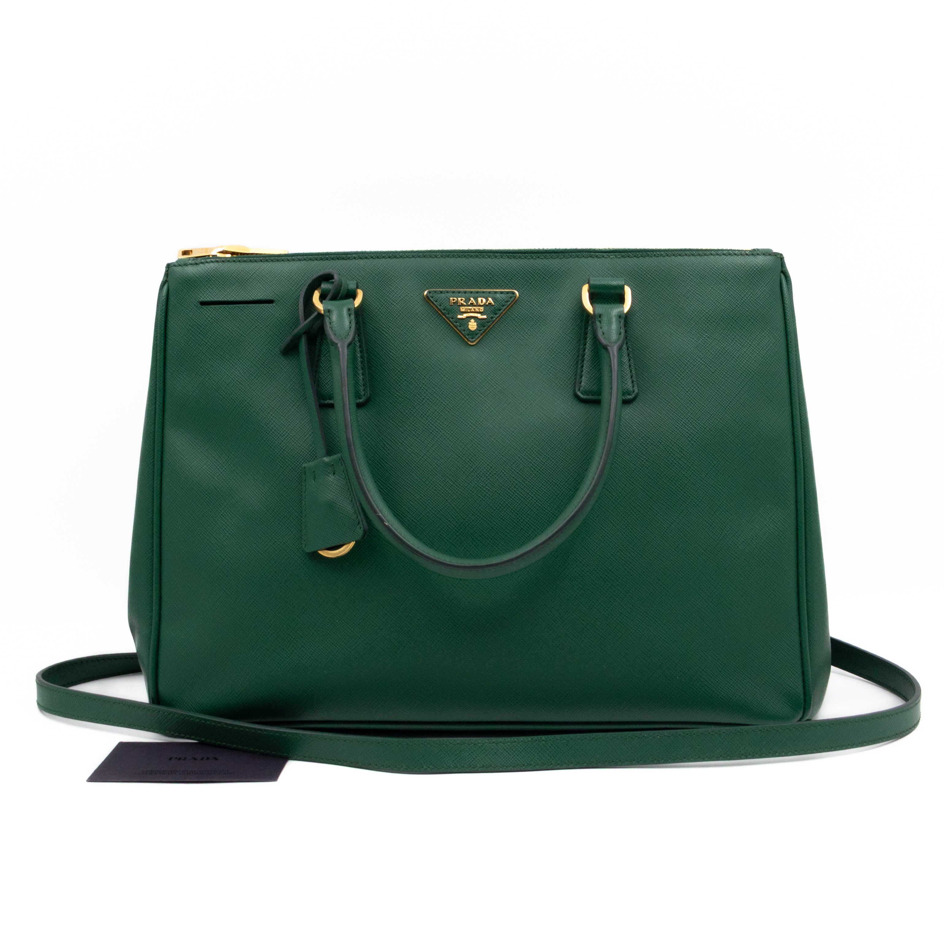 Galleria Large Double Zip Biliardo Green Saffiano Leather