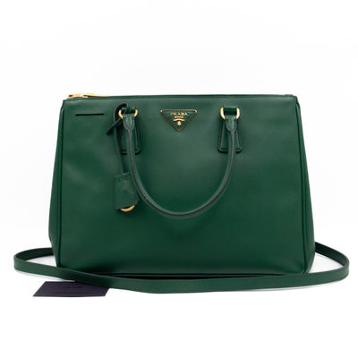 Galleria Large Double Zip Biliardo Green Saffiano Leather