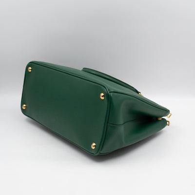 Galleria Large Double Zip Biliardo Green Saffiano Leather