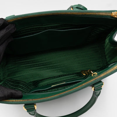 Galleria Large Double Zip Biliardo Green Saffiano Leather