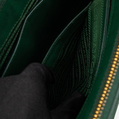 Galleria Large Double Zip Biliardo Green Saffiano Leather