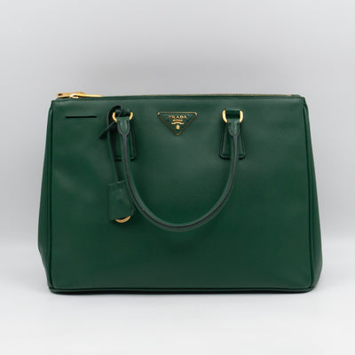 Galleria Large Double Zip Biliardo Green Saffiano Leather