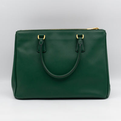 Galleria Large Double Zip Biliardo Green Saffiano Leather