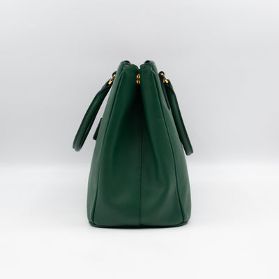 Galleria Large Double Zip Biliardo Green Saffiano Leather