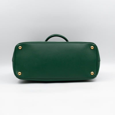 Galleria Large Double Zip Biliardo Green Saffiano Leather
