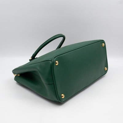 Galleria Large Double Zip Biliardo Green Saffiano Leather