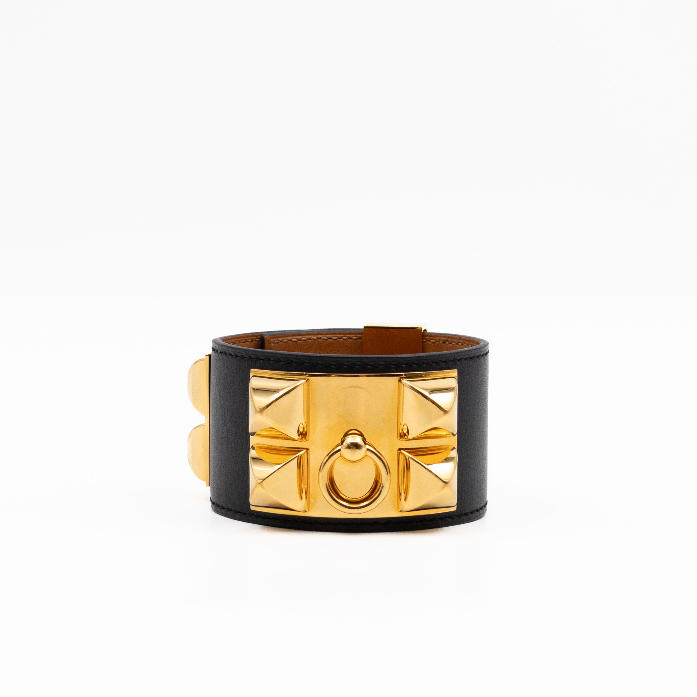 Collier de Chien Bracelet Gold & Black Leather