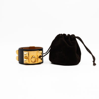 Collier de Chien Bracelet Gold & Black Leather