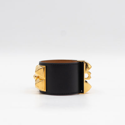Collier de Chien Bracelet Gold & Black Leather