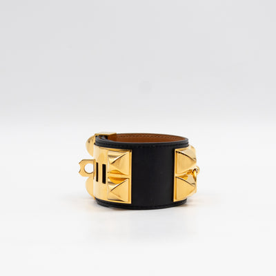 Collier de Chien Bracelet Gold & Black Leather