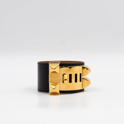 Collier de Chien Bracelet Gold & Black Leather