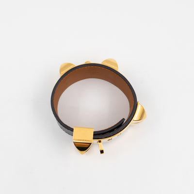 Collier de Chien Bracelet Gold & Black Leather
