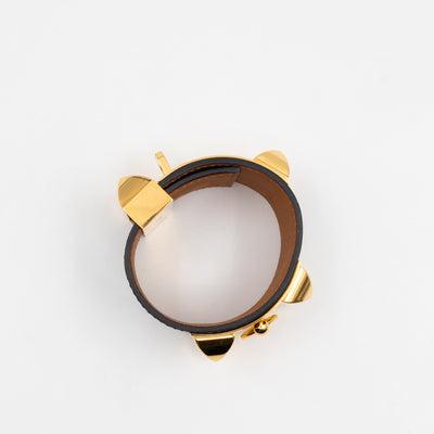 Collier de Chien Bracelet Gold & Black Leather